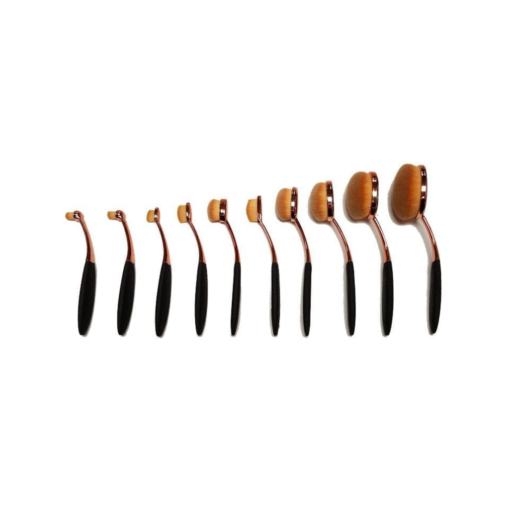 Synthetic Oval Makeup Brush Set - 10 Piece-1